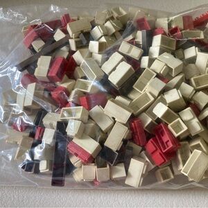 Vintage Stackable Blocks 1 Pound White Red Brown Assorted Pieces